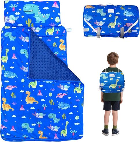 بساط قيلولة للأطفال الصغار مع وسادة قابلة للإزالة وبطانية مينكي قابلة للطي لتخزين الأطفال وحقيبة نوم ناعمة ومريحة للأطفال الصغار للسفر والتخييم والرعاية النهارية لمرحلة ما قبل المدرسة in Kuwait