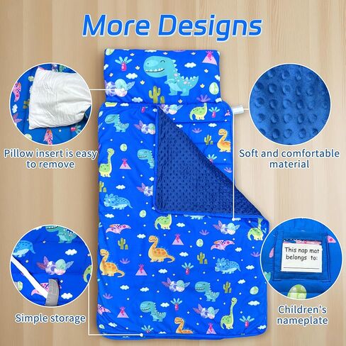 بساط قيلولة للأطفال الصغار مع وسادة قابلة للإزالة وبطانية مينكي قابلة للطي لتخزين الأطفال وحقيبة نوم ناعمة ومريحة للأطفال الصغار للسفر والتخييم والرعاية النهارية لمرحلة ما قبل المدرسة in Kuwait