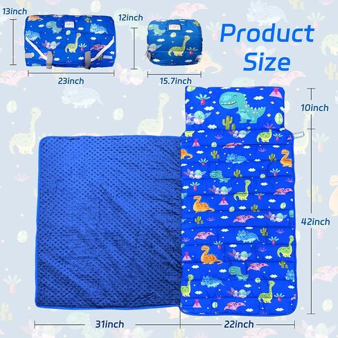 بساط قيلولة للأطفال الصغار مع وسادة قابلة للإزالة وبطانية مينكي قابلة للطي لتخزين الأطفال وحقيبة نوم ناعمة ومريحة للأطفال الصغار للسفر والتخييم والرعاية النهارية لمرحلة ما قبل المدرسة in Kuwait