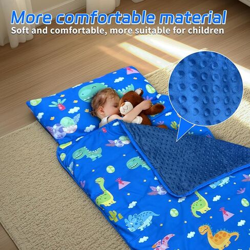 بساط قيلولة للأطفال الصغار مع وسادة قابلة للإزالة وبطانية مينكي قابلة للطي لتخزين الأطفال وحقيبة نوم ناعمة ومريحة للأطفال الصغار للسفر والتخييم والرعاية النهارية لمرحلة ما قبل المدرسة in Kuwait