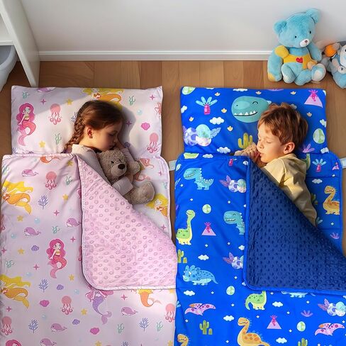 بساط قيلولة للأطفال الصغار مع وسادة قابلة للإزالة وبطانية مينكي قابلة للطي لتخزين الأطفال وحقيبة نوم ناعمة ومريحة للأطفال الصغار للسفر والتخييم والرعاية النهارية لمرحلة ما قبل المدرسة in Kuwait