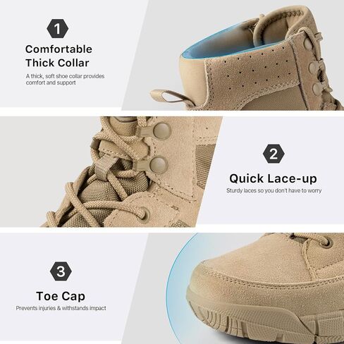 FREE SOLDIER Waterproof Hiking Work Boots Men's Tactical Boots 6 Inches Lightweight Military Boots Breathable Desert Boots(Tan 7.5) in Kuwait