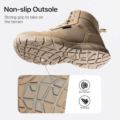 FREE SOLDIER Waterproof Hiking Work Boots Men's Tactical Boots 6 Inches Lightweight Military Boots Breathable Desert Boots(Tan 7.5) in Kuwait