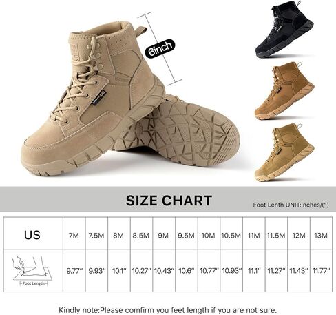 FREE SOLDIER Waterproof Hiking Work Boots Men's Tactical Boots 6 Inches Lightweight Military Boots Breathable Desert Boots(Tan 7.5) in Kuwait