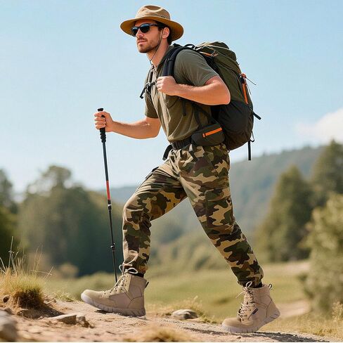 FREE SOLDIER Waterproof Hiking Work Boots Men's Tactical Boots 6 Inches Lightweight Military Boots Breathable Desert Boots(Tan 7.5) in Kuwait