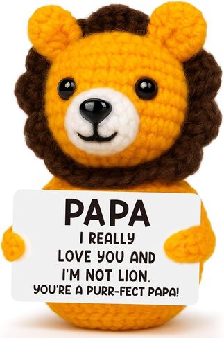 Grandpa Papa Gifts from Grandkids, Grandpa Birthday Christmas Stocking Stuffers Present from Granddaughter Grandson, Grandfather I Love You Gift, Best Papa Ever Gift, Funny Grandfather Crochet Lion in Kuwait