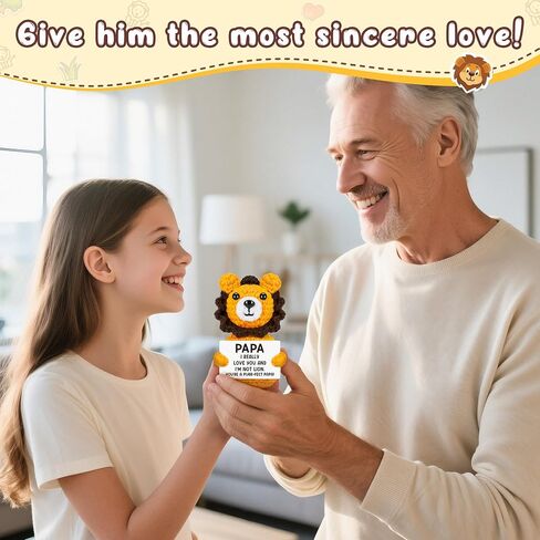 Grandpa Papa Gifts from Grandkids, Grandpa Birthday Christmas Stocking Stuffers Present from Granddaughter Grandson, Grandfather I Love You Gift, Best Papa Ever Gift, Funny Grandfather Crochet Lion in Kuwait