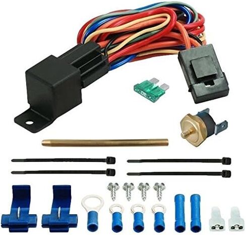 210'F مزدوج مروحة تبريد المبرد الكهربائي في زعنفة درجة حرارة الترموستات ترحيل ترحيل الأسلاك مجموعة أجهزة استشعار مجموعة السيارات الشاحنة للسيارات الشاملة in Kuwait