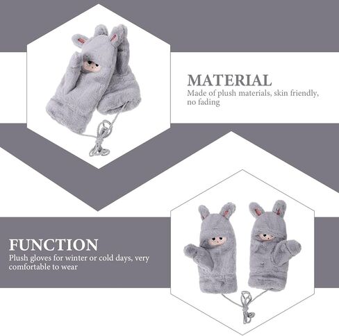 PRETYZOOM 1 Pair of Women Winter Fluffy Gloves Plush Gloves Windproof Gloves Adorable Plush Mittens 9.43X3.93X1.18in in Saudi Arabia