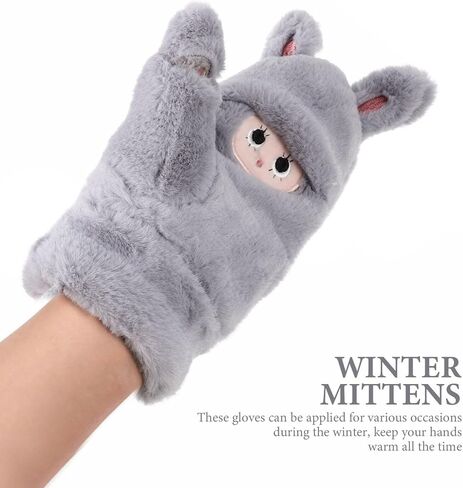 PRETYZOOM 1 Pair of Women Winter Fluffy Gloves Plush Gloves Windproof Gloves Adorable Plush Mittens 9.43X3.93X1.18in in Saudi Arabia