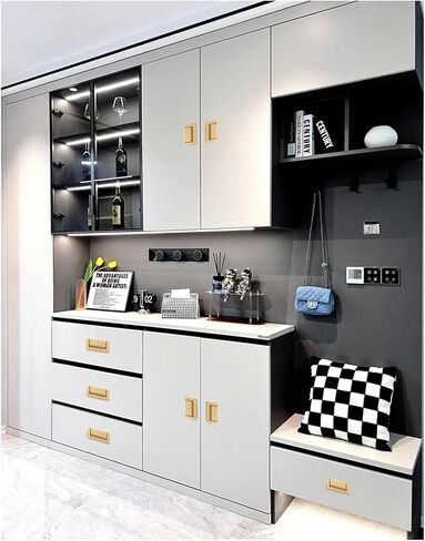 2 Pieces of Hidden Furniture Handles, Kitchen Cabinet Handles, Punch-Free Cabinet Drawer Handles(Black,106 * 40mm) in Saudi Arabia