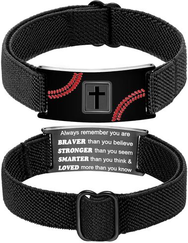 Baseball Cross Bracelet for Boys Men Adjustable Strap Christian Scripture Bracelets Engraved Bible Verses Inspirational Messages Religious Baseball Jewelry Gifts Graduation Gifts for Him 2025 in Saudi Arabia