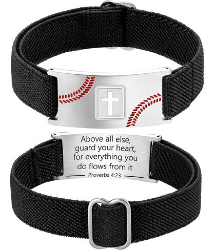 Baseball Cross Bracelet for Boys Men Adjustable Strap Christian Scripture Bracelets Engraved Bible Verses Inspirational Messages Religious Baseball Jewelry Gifts Graduation Gifts for Him 2025 in Saudi Arabia