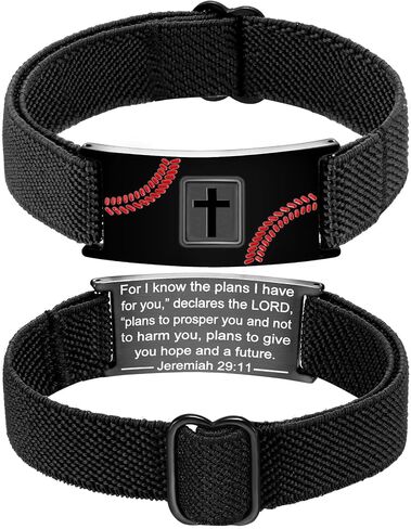 Baseball Cross Bracelet for Boys Men Adjustable Strap Christian Scripture Bracelets Engraved Bible Verses Inspirational Messages Religious Baseball Jewelry Gifts Graduation Gifts for Him 2025 in Saudi Arabia