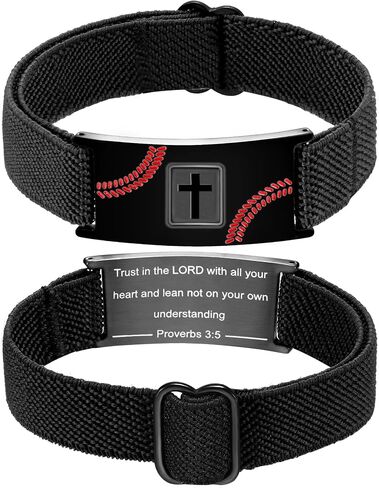 Baseball Cross Bracelet for Boys Men Adjustable Strap Christian Scripture Bracelets Engraved Bible Verses Inspirational Messages Religious Baseball Jewelry Gifts Graduation Gifts for Him 2025 in Saudi Arabia