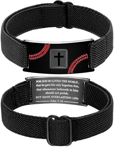 Baseball Cross Bracelet for Boys Men Adjustable Strap Christian Scripture Bracelets Engraved Bible Verses Inspirational Messages Religious Baseball Jewelry Gifts Graduation Gifts for Him 2025 in Saudi Arabia