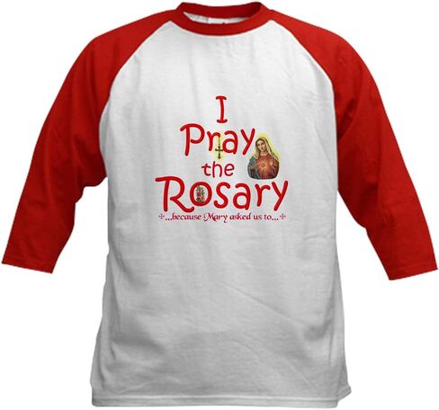 Cafepress Pray the Rosary Kids Baseball Jersey (C) Kids Cotton Baseball Jersey ، 3/4 Raglan Sleeve Shirt in Kuwait