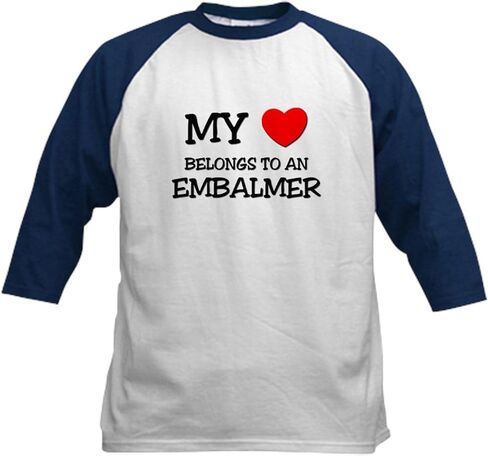 CafePress My Heart Belongs to an Embalmer Kids Baseball JERS Kids Cotton Baseball Jersey, 3/4 Raglan Sleeve Shirt in Saudi Arabia
