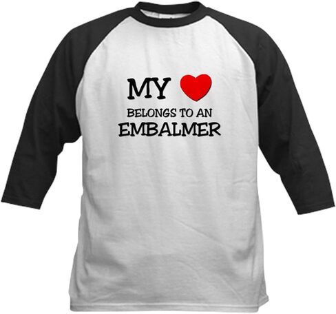 CafePress My Heart Belongs to an Embalmer Kids Baseball JERS Kids Cotton Baseball Jersey, 3/4 Raglan Sleeve Shirt in Saudi Arabia