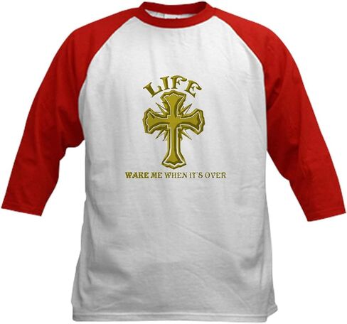 Cafepress Wake Me عندما يكون القميص على البيسبول Baseball Jersey Kids ، قميص 3/4 راجلان in Kuwait
