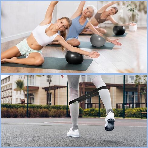 مجموعة كرات وحلقات بيلاتيس 14 قطعة من بوين للنساء، كرة دائرية بحلقة بيلاتيس مع حزام مطاطي، 8 أربطة مقاومة، جوارب غير قابلة للانزلاق، حقائب ظهر لصالة الألعاب الرياضية، معدات تمرين للتمرين in Kuwait