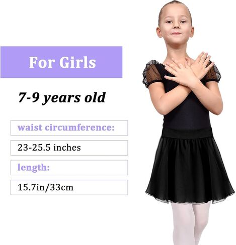 Ballet Dance Skirt Pull On Elastic Dance Wrap Skirt Chiffon Girls Ballerina Skirts for Training, Performance in Saudi Arabia