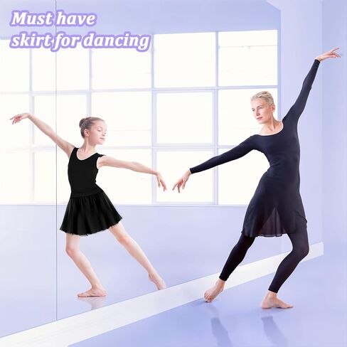 Ballet Dance Skirt Pull On Elastic Dance Wrap Skirt Chiffon Girls Ballerina Skirts for Training, Performance in Saudi Arabia