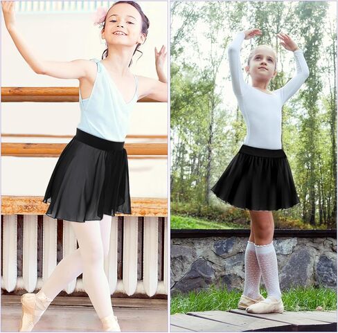 Ballet Dance Skirt Pull On Elastic Dance Wrap Skirt Chiffon Girls Ballerina Skirts for Training, Performance in Saudi Arabia