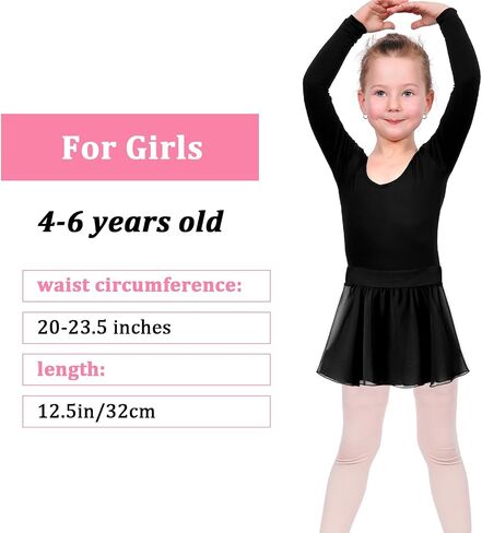 Ballet Dance Skirt Pull On Elastic Dance Wrap Skirt Chiffon Girls Ballerina Skirts for Training, Performance in Saudi Arabia