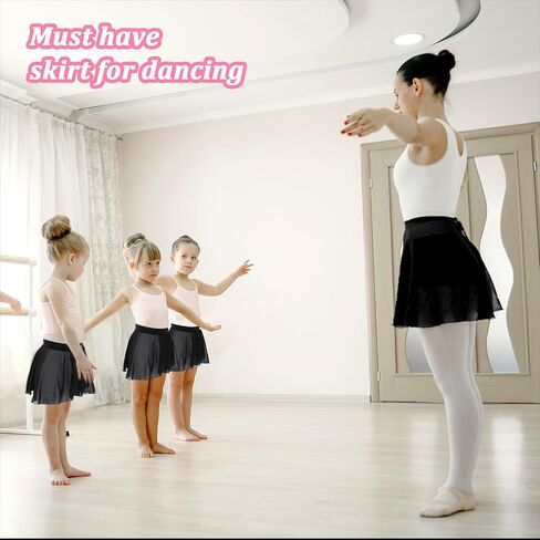 Ballet Dance Skirt Pull On Elastic Dance Wrap Skirt Chiffon Girls Ballerina Skirts for Training, Performance in Saudi Arabia