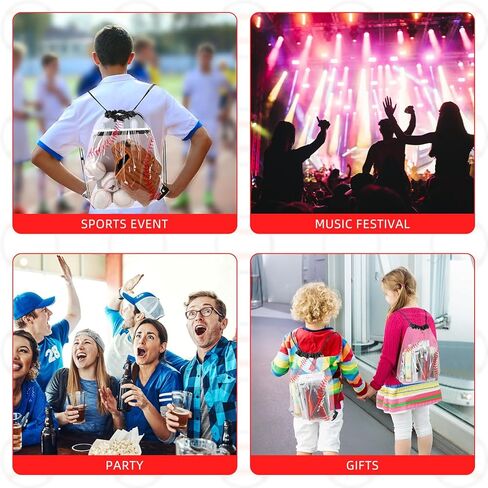 Cholemy 12 قطعة من أكياس البيسبول الشفافة برباط على الظهر مقاس 17 × 13 بوصة حقائب هدايا البيسبول حقائب جودي حقائب هدايا الحفلات حقائب رياضية بلاستيكية مقاومة للماء لمناسبات البيسبول الرياضية in Kuwait