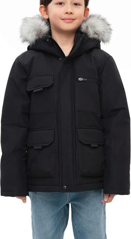 Rokka & Rolla Boys 'Ripstop Shell Shell Shell Stacke Stacke Jacke Fleece معطف الشتاء in Kuwait