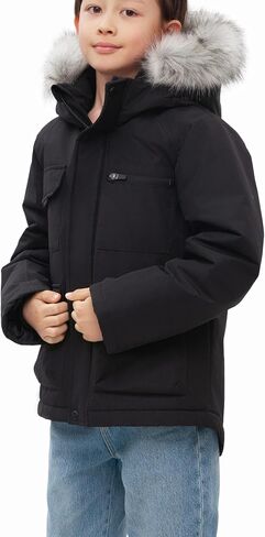 Rokka & Rolla Boys 'Ripstop Shell Shell Shell Stacke Stacke Jacke Fleece معطف الشتاء in Kuwait