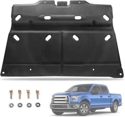 حارس درع دفقة المحرك متوافق مع 2015-2020 فورد F150 مع محرك البنزين/لا يناسب طراز رابتور/غير مناسب 3.0L ديزل ML3Z-7222-D حارس محرك تحت غطاء درع السيارة الأسود in Saudi Arabia