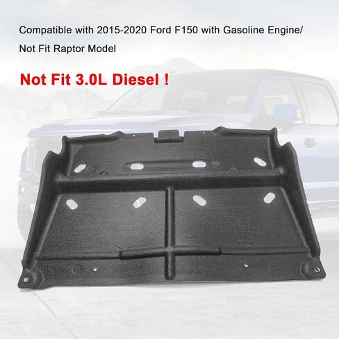حارس درع دفقة المحرك متوافق مع 2015-2020 فورد F150 مع محرك البنزين/لا يناسب طراز رابتور/غير مناسب 3.0L ديزل ML3Z-7222-D حارس محرك تحت غطاء درع السيارة الأسود in Saudi Arabia