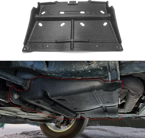 حارس درع دفقة المحرك متوافق مع 2015-2020 فورد F150 مع محرك البنزين/لا يناسب طراز رابتور/غير مناسب 3.0L ديزل ML3Z-7222-D حارس محرك تحت غطاء درع السيارة الأسود in Saudi Arabia