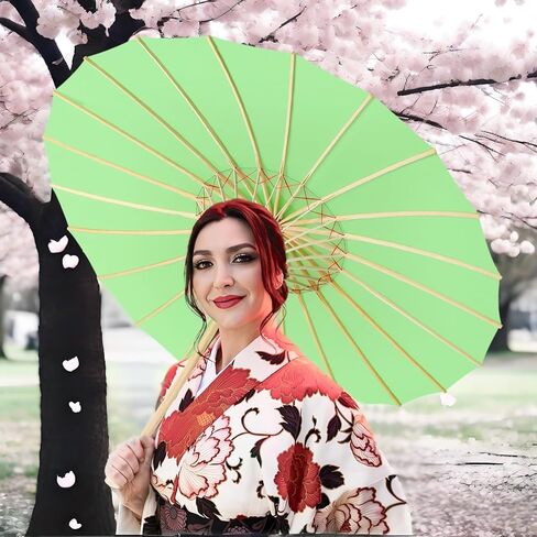 33" White Silk Cloth Decoration Handmade Parasol Umbrella Chinese Japanese Asian DIY Art Dance Classical Umbrella for Wedding Parties Photography Costumes Cosplay (White) in Kuwait
