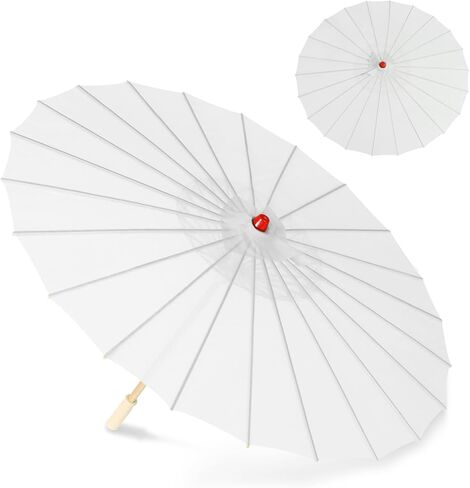 33" White Silk Cloth Decoration Handmade Parasol Umbrella Chinese Japanese Asian DIY Art Dance Classical Umbrella for Wedding Parties Photography Costumes Cosplay (White) in Kuwait