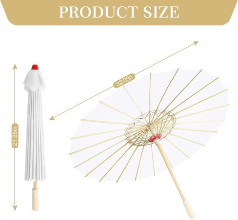 33" White Silk Cloth Decoration Handmade Parasol Umbrella Chinese Japanese Asian DIY Art Dance Classical Umbrella for Wedding Parties Photography Costumes Cosplay (White) in Kuwait
