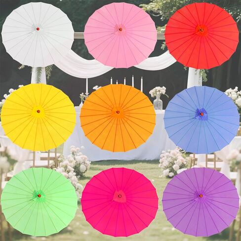 33" White Silk Cloth Decoration Handmade Parasol Umbrella Chinese Japanese Asian DIY Art Dance Classical Umbrella for Wedding Parties Photography Costumes Cosplay (White) in Kuwait