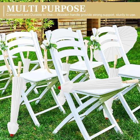 33" White Silk Cloth Decoration Handmade Parasol Umbrella Chinese Japanese Asian DIY Art Dance Classical Umbrella for Wedding Parties Photography Costumes Cosplay (White) in Kuwait
