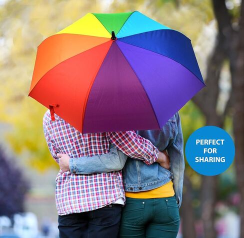 Parquet Rainbow Umbrella, Extra-Strong Golf Umbrella - Automatic Open, Windproof- Extra Strong & Large for 2 People, 1 & 2 Pack in Kuwait