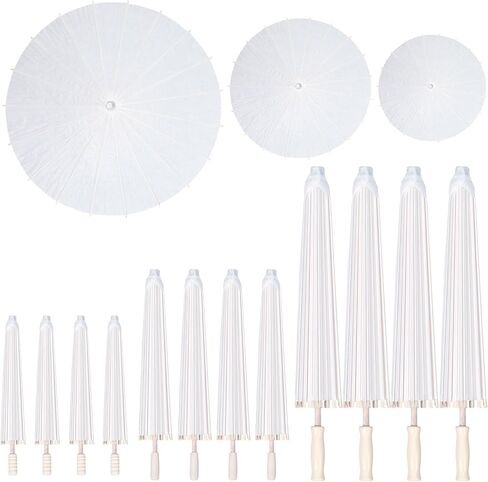 12 PCS مظلات الورق البيضاء الجزء الأكبر 3 حجم مختلف DIY Painting Parasols المظلات لحفلات الزفاف المصنوعة يدويًا اليابانيات اليابانية الورق المفرط الحرف للعرائس ، النباتات ، in Kuwait