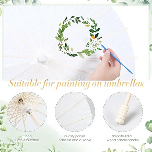 12 PCS مظلات الورق البيضاء الجزء الأكبر 3 حجم مختلف DIY Painting Parasols المظلات لحفلات الزفاف المصنوعة يدويًا اليابانيات اليابانية الورق المفرط الحرف للعرائس ، النباتات ، in Kuwait