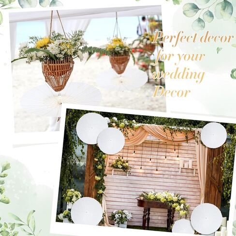 12 PCS مظلات الورق البيضاء الجزء الأكبر 3 حجم مختلف DIY Painting Parasols المظلات لحفلات الزفاف المصنوعة يدويًا اليابانيات اليابانية الورق المفرط الحرف للعرائس ، النباتات ، in Kuwait
