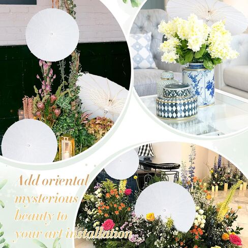 12 PCS مظلات الورق البيضاء الجزء الأكبر 3 حجم مختلف DIY Painting Parasols المظلات لحفلات الزفاف المصنوعة يدويًا اليابانيات اليابانية الورق المفرط الحرف للعرائس ، النباتات ، in Kuwait