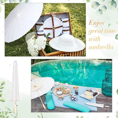 12 PCS مظلات الورق البيضاء الجزء الأكبر 3 حجم مختلف DIY Painting Parasols المظلات لحفلات الزفاف المصنوعة يدويًا اليابانيات اليابانية الورق المفرط الحرف للعرائس ، النباتات ، in Kuwait