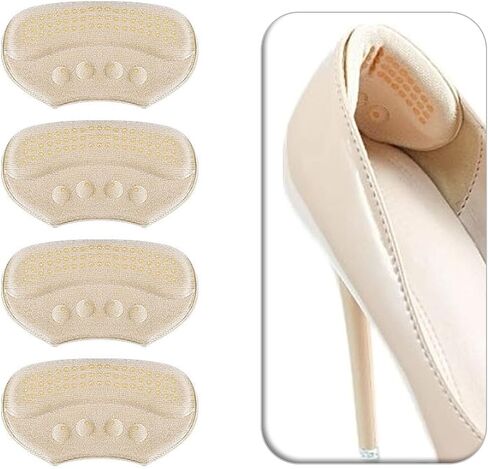 VivoFoot 4 Pairs Anti-Slip Heel Grips for Shoes Too Big, Gel Heel Liners & Pads for Loose Shoes, Self-Adhesive Back of Heel Cushion Inserts, Heel Blister Protectors for Women & Men (Beige+Black) in Saudi Arabia