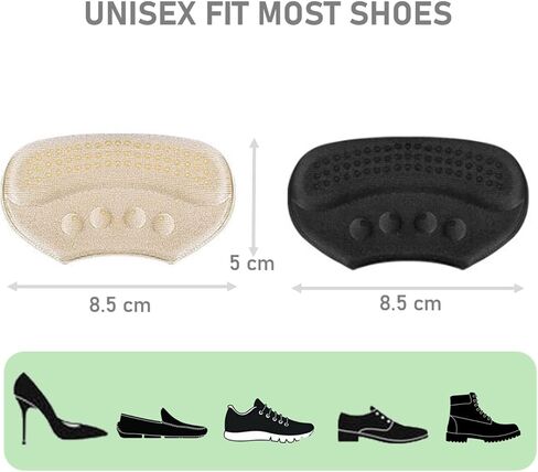 VivoFoot 4 Pairs Anti-Slip Heel Grips for Shoes Too Big, Gel Heel Liners & Pads for Loose Shoes, Self-Adhesive Back of Heel Cushion Inserts, Heel Blister Protectors for Women & Men (Beige+Black) in Saudi Arabia