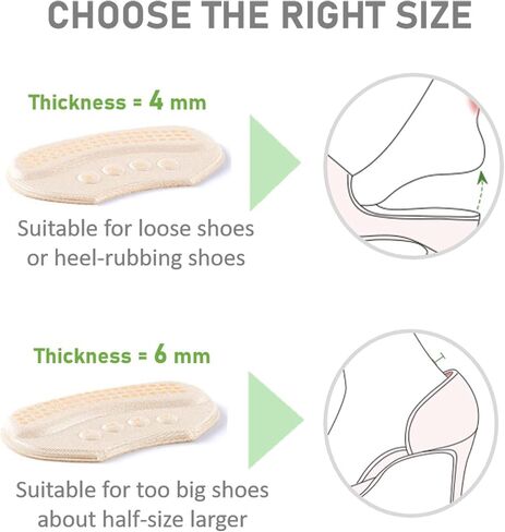 VivoFoot 4 Pairs Anti-Slip Heel Grips for Shoes Too Big, Gel Heel Liners & Pads for Loose Shoes, Self-Adhesive Back of Heel Cushion Inserts, Heel Blister Protectors for Women & Men (Beige+Black) in Saudi Arabia